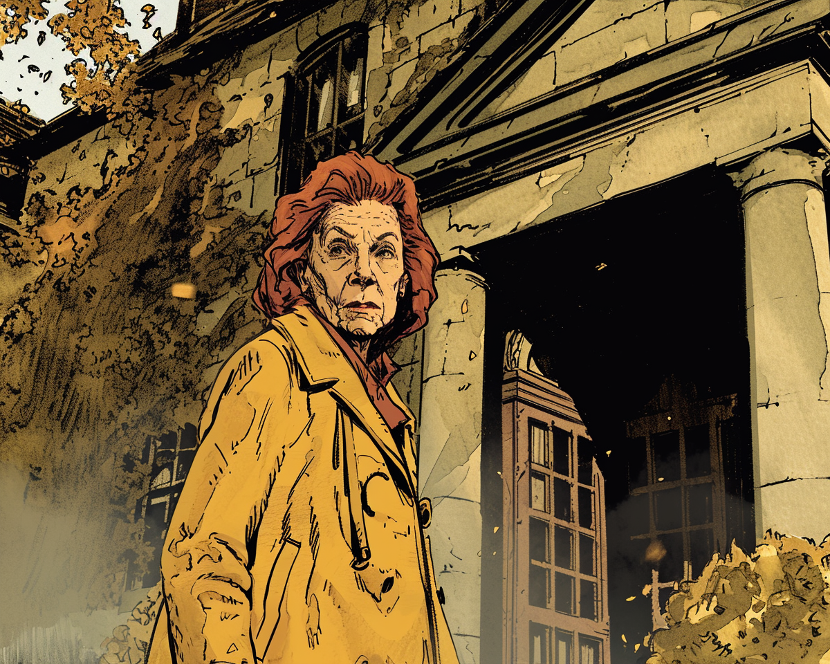 Descubre esta poderosa ilustración de una anciana frente a una antigua mansión. Con un estilo que evoca misterio y nostalgia, esta obra captura perfectamente la esencia de un cuento gótico. Ideal para los amantes del arte y del suspense.