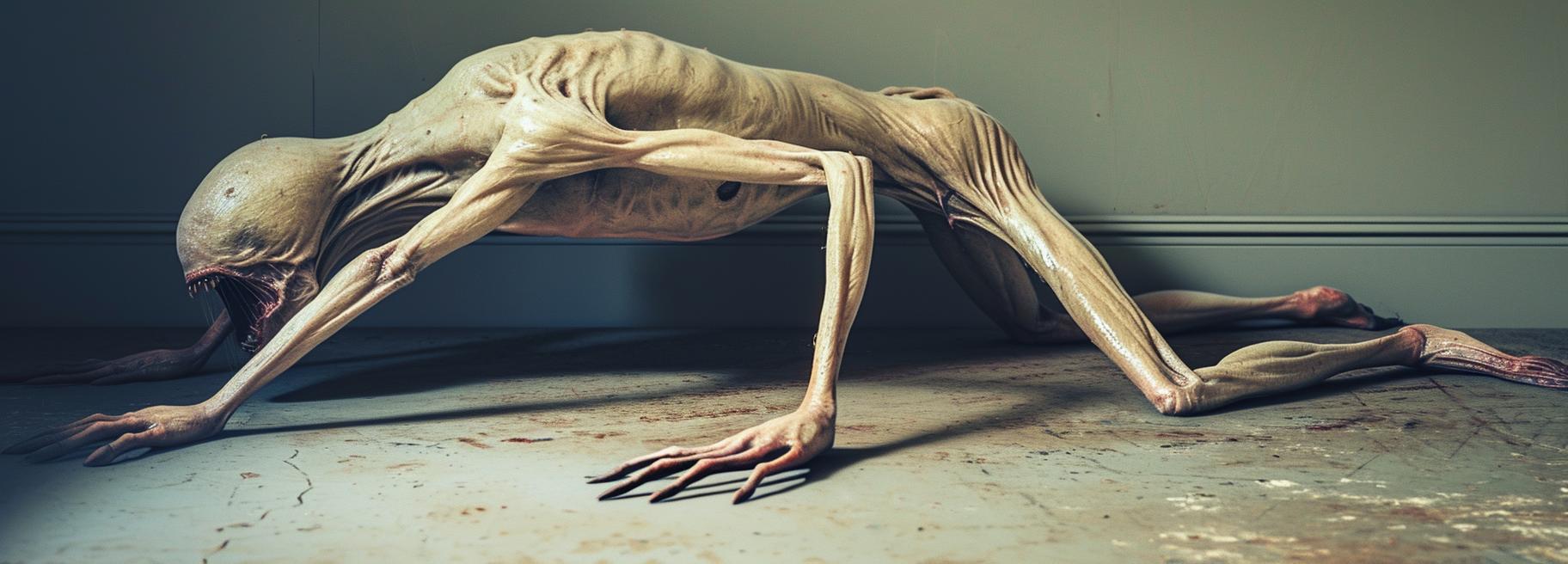 Explora el mundo del terror con esta impactante imagen de una criatura espeluznante, capturada en un escenario sombrío. Perfecta para los amantes del horror y lo macabro. ¿Te atreves a mirar más de cerca? Descubre más sobre el arte del miedo en nuestra galería.