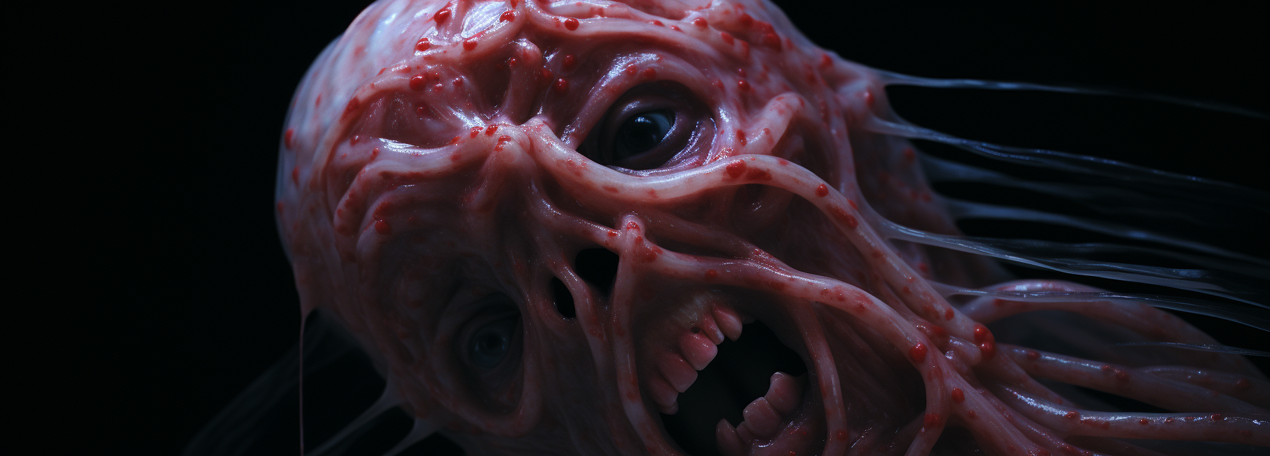 Sumérgete en el horror visceral con esta imagen grotesca de una criatura terrorífica. Perfecta para los amantes del arte macabro y el terror extremo. Esta obra te dejará sin aliento y te invitará a explorar los rincones más oscuros del miedo.