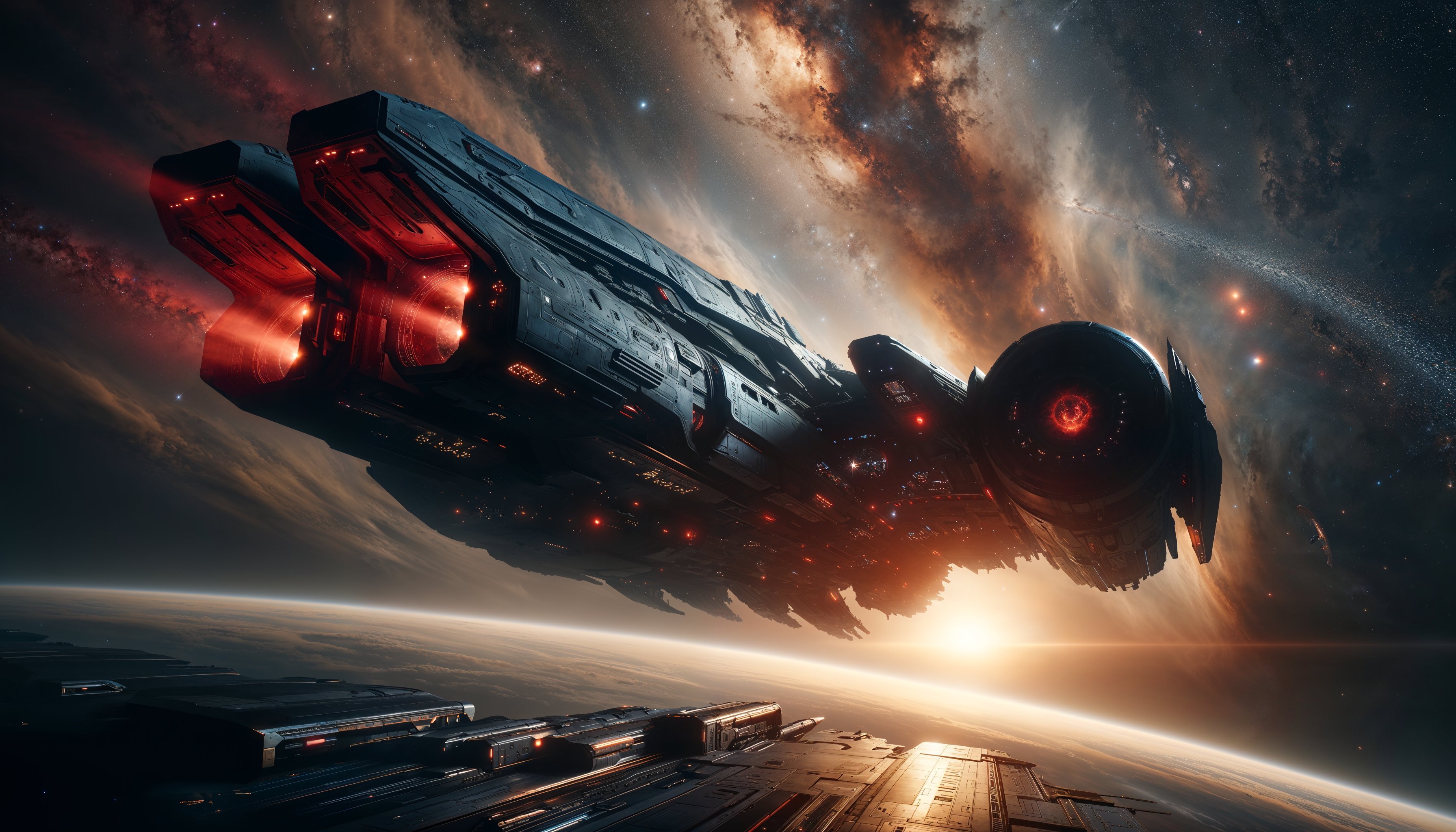 Explora la odisea cósmica con esta deslumbrante imagen de una nave espacial avanzada surcando los confines de un universo infinito, capturando la imaginación de entusiastas del espacio y ciencia ficción. Perfecta para compartir y maravillarse.