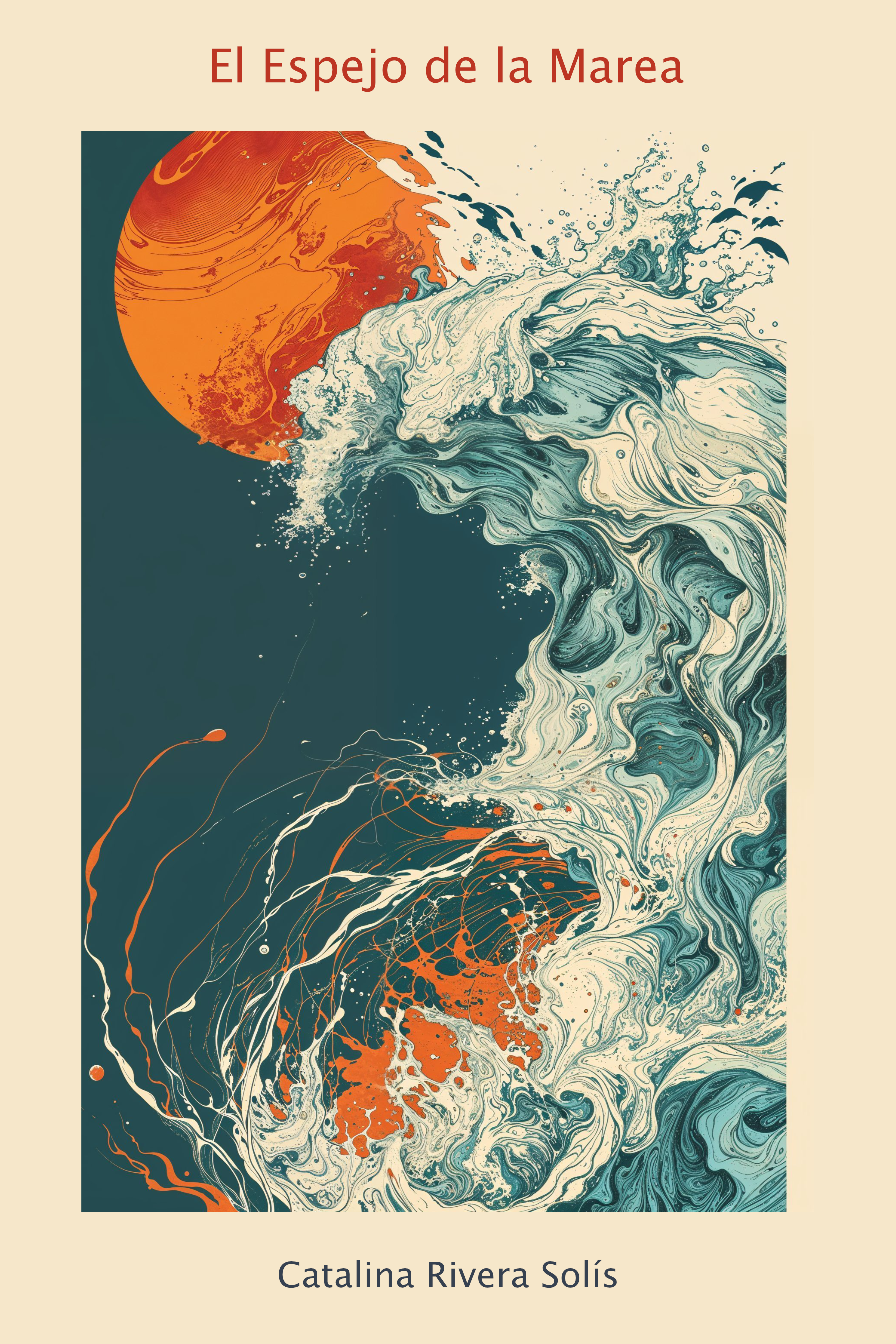 Pieza visual que captura la esencia del movimiento y la belleza natural del mar. Este arte evoca la poderosa sinergia entre la luna y las mareas, presentada en una paleta de colores terrosos y acuáticos que fluyen sin esfuerzo en un diseño abstracto.