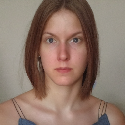 Esta imagen muestra a una joven con una expresión seria y mirada directa hacia la cámara. Su apariencia es natural y sencilla, destacando por su franqueza y autenticidad. Es ideal para contenidos que busquen transmitir honestidad o naturalidad sin adornos.