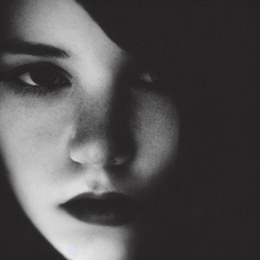 Una imagen en blanco y negro que captura un primer plano de un rostro femenino parcialmente en sombras. La composición resalta la profundidad emocional y la textura de la piel, creando una atmósfera intrigante y envolvente. Ideal para quienes buscan arte fotográfico con un toque de misterio.