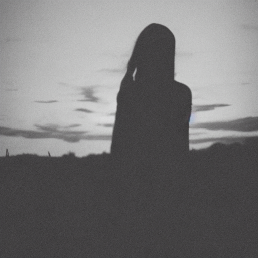 La imagen muestra la silueta de una persona en un entorno oscuro y melancólico, posiblemente al atardecer. La escena evoca una sensación de calma y reflexión, con un ambiente de misterio y serenidad. Perfecta para quienes buscan transmitir emociones profundas a través de la fotografía.